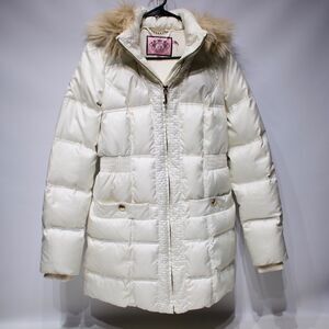 VTG Y2K Juicy Couture White Hooded Faux Fur Puffer Jacket Insulated Women Size M